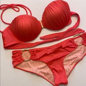 Victoria’s Secret Coral Bikini w Gold Accents